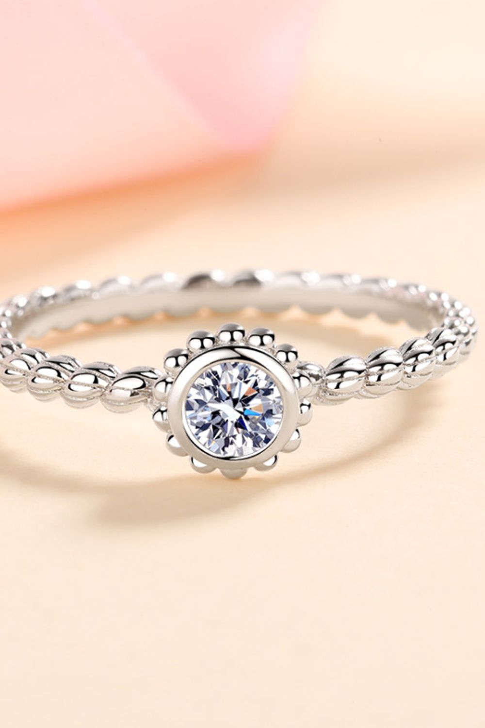 Moissanite Rhodium-Plated Ring in Silver - women's ring