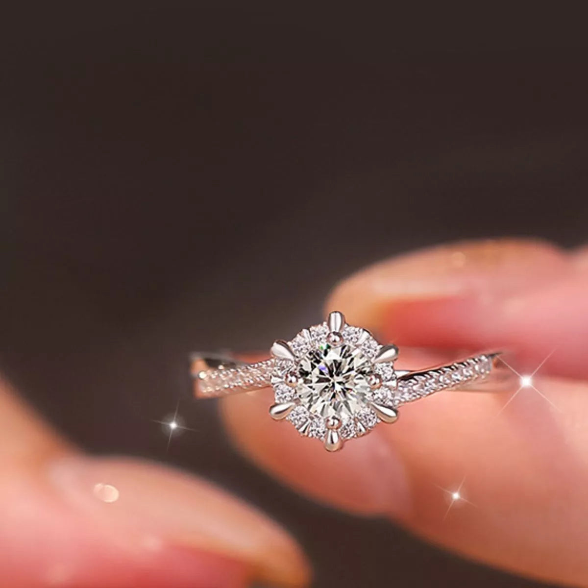 2 Piece Moissanite Sterling Silver Ring - alternate ring view