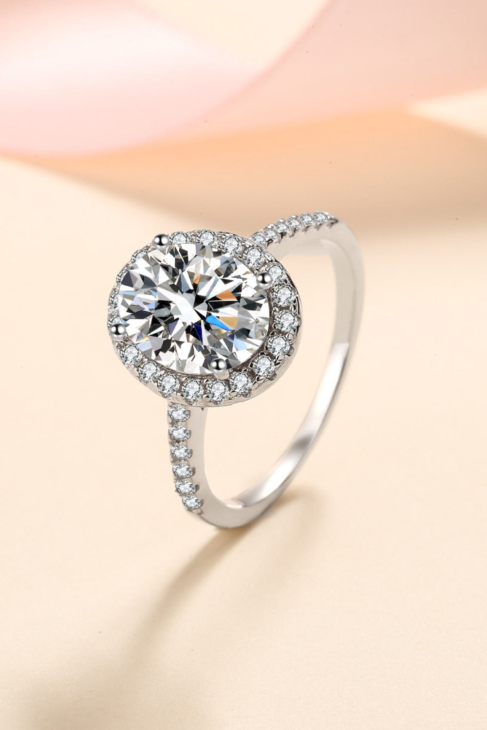 2 Carat Moissanite Sterling Silver Halo Ring in Silver - women's halo ring