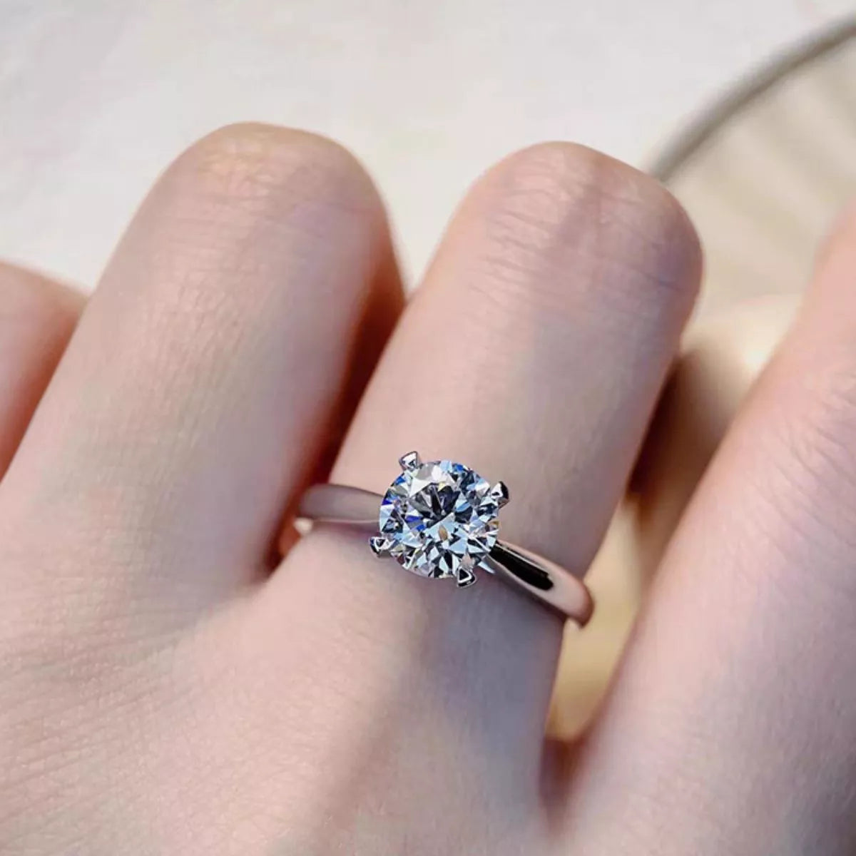 2 Carat Moissanite Sterling Silver Ring - alternate ring view