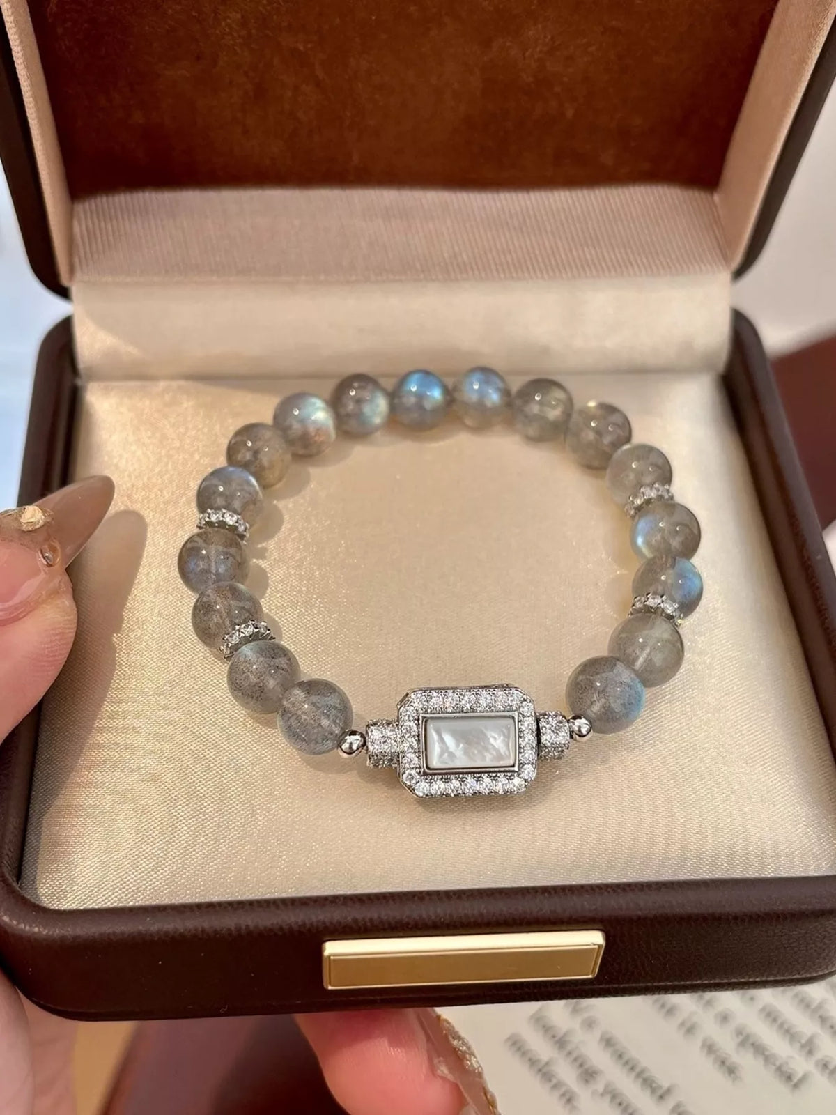 Moonstone Bead Geometric Bracelet - alternate jewelry view