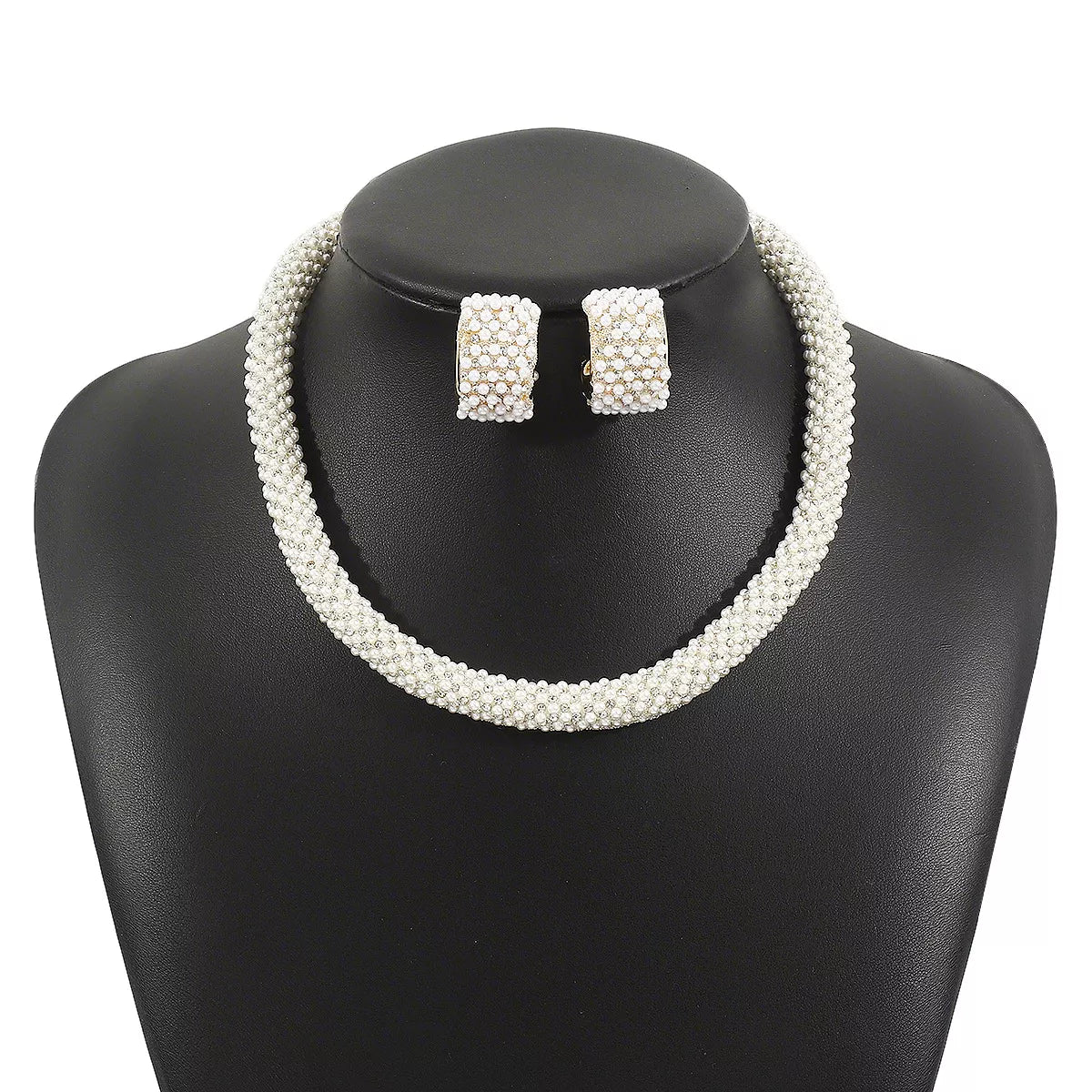 Pearl Embellished Earrings and Necklace Set - alternate necklace view