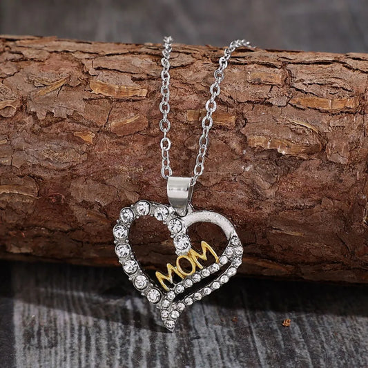 Alloy Inlaid Zircon Heart Pendant Necklace in Silver - women's pendant necklace