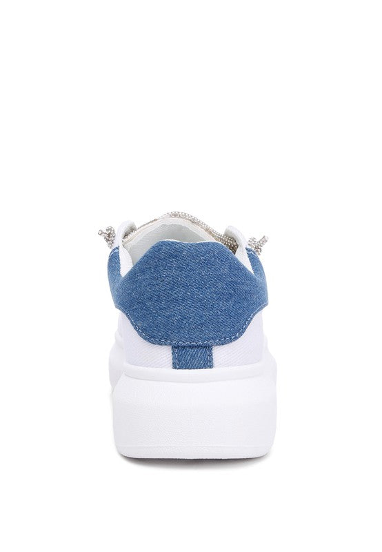 Rhinestones Lace-Up Sneakers