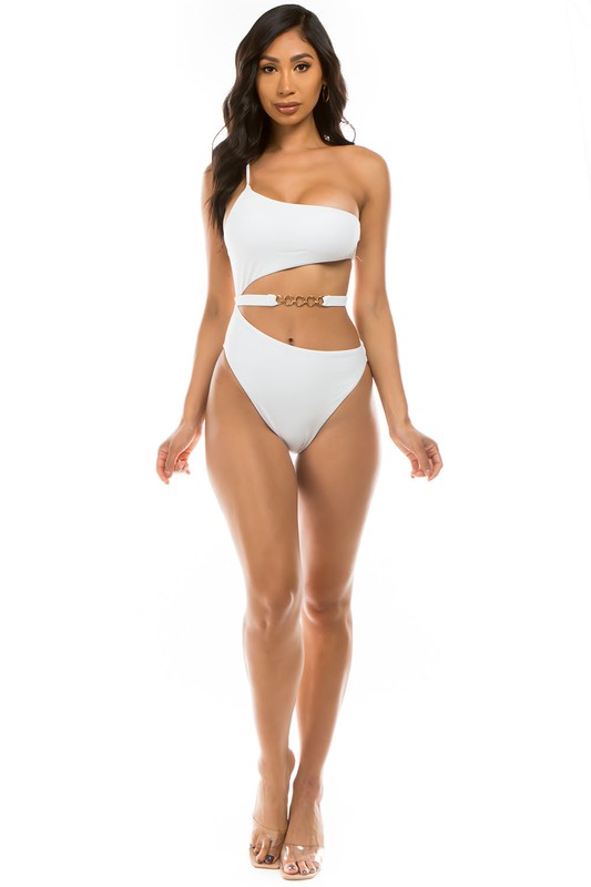 One Shoulder Cutout One Piece