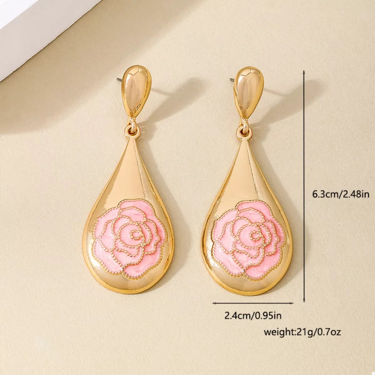 18K Gold-Plated Flower Teardrop Earrings - alternate earring view