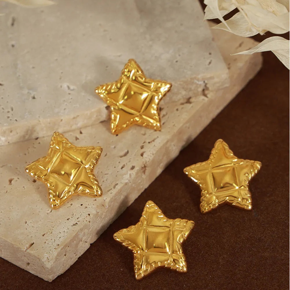 Titanium Steel Star Stud Earrings - alternate earring view
