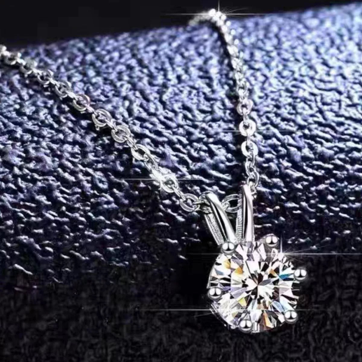2 Carat Moissanite Sterling Silver Pendant Necklace - alternate necklace view