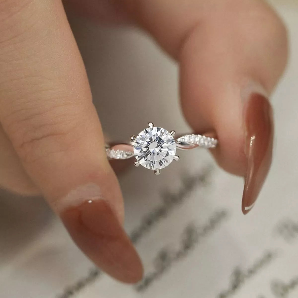 1 Carat Sterling Silver Moissanite Ring - alternate ring view