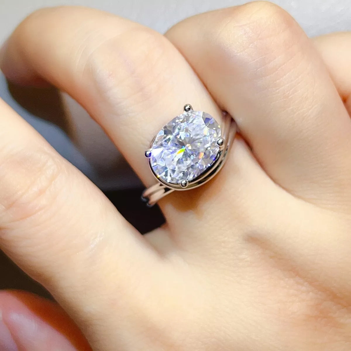 5 Carat Sterling Silver Moissanite Ring in Silver - women's ring