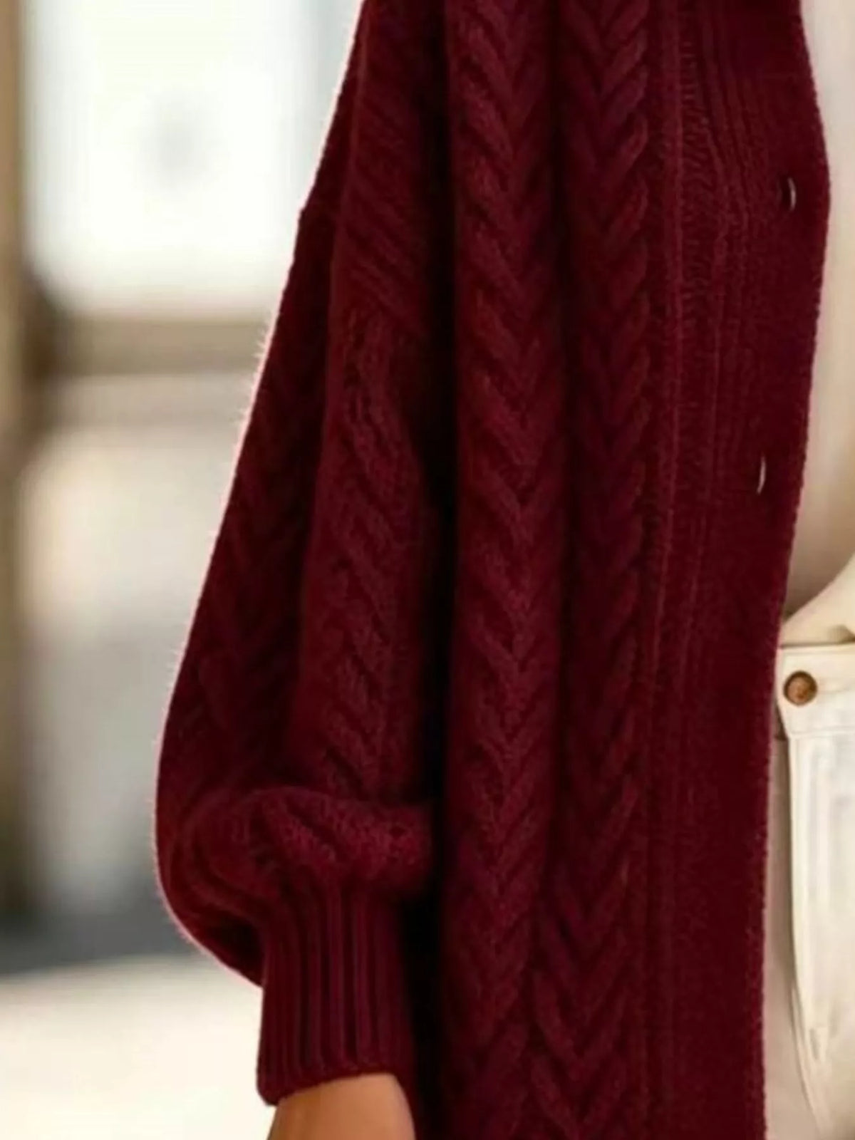 Cable-Knit Button-Down Cardigan in Cream - women's cardigan