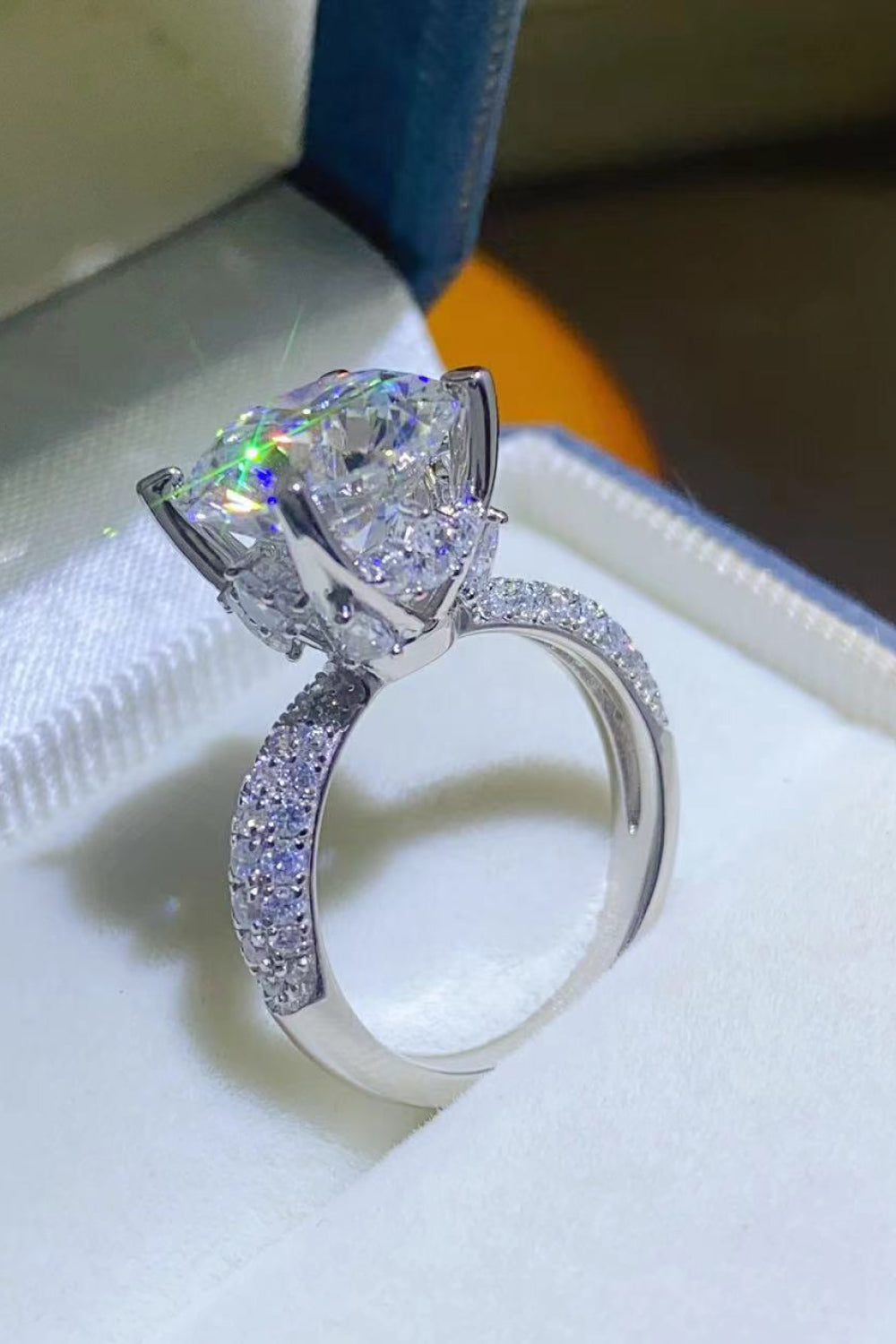 5 Carat Moissanite Sterling Silver Ring in Silver - women's ring
