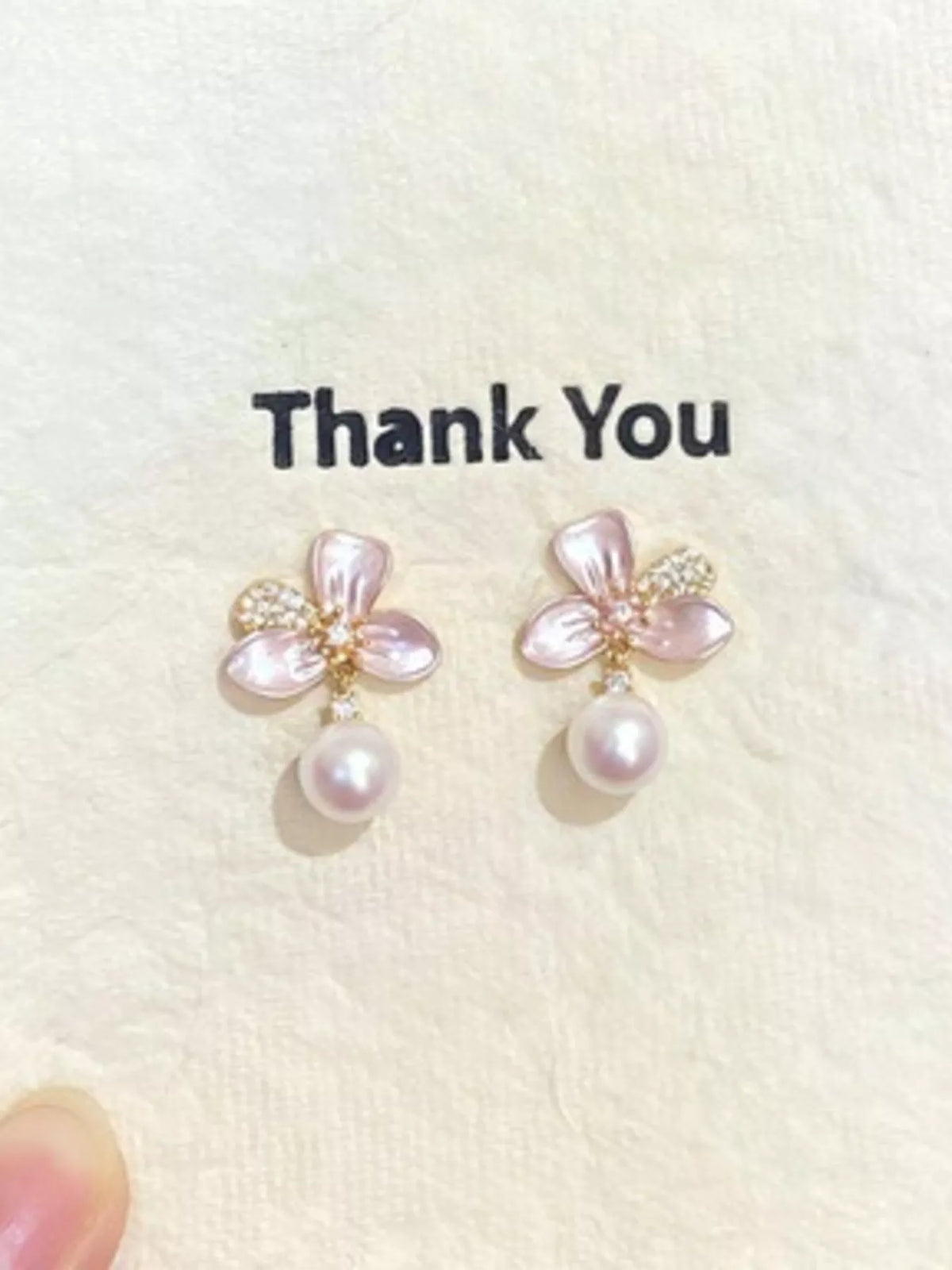 Pearl Flower Drop Earrings - alternate earring view