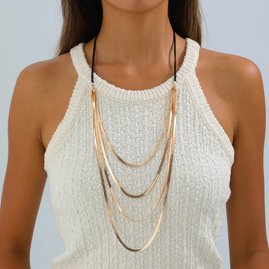 Multi-Layered Snake Chain Necklace in Gold - women's layered necklace