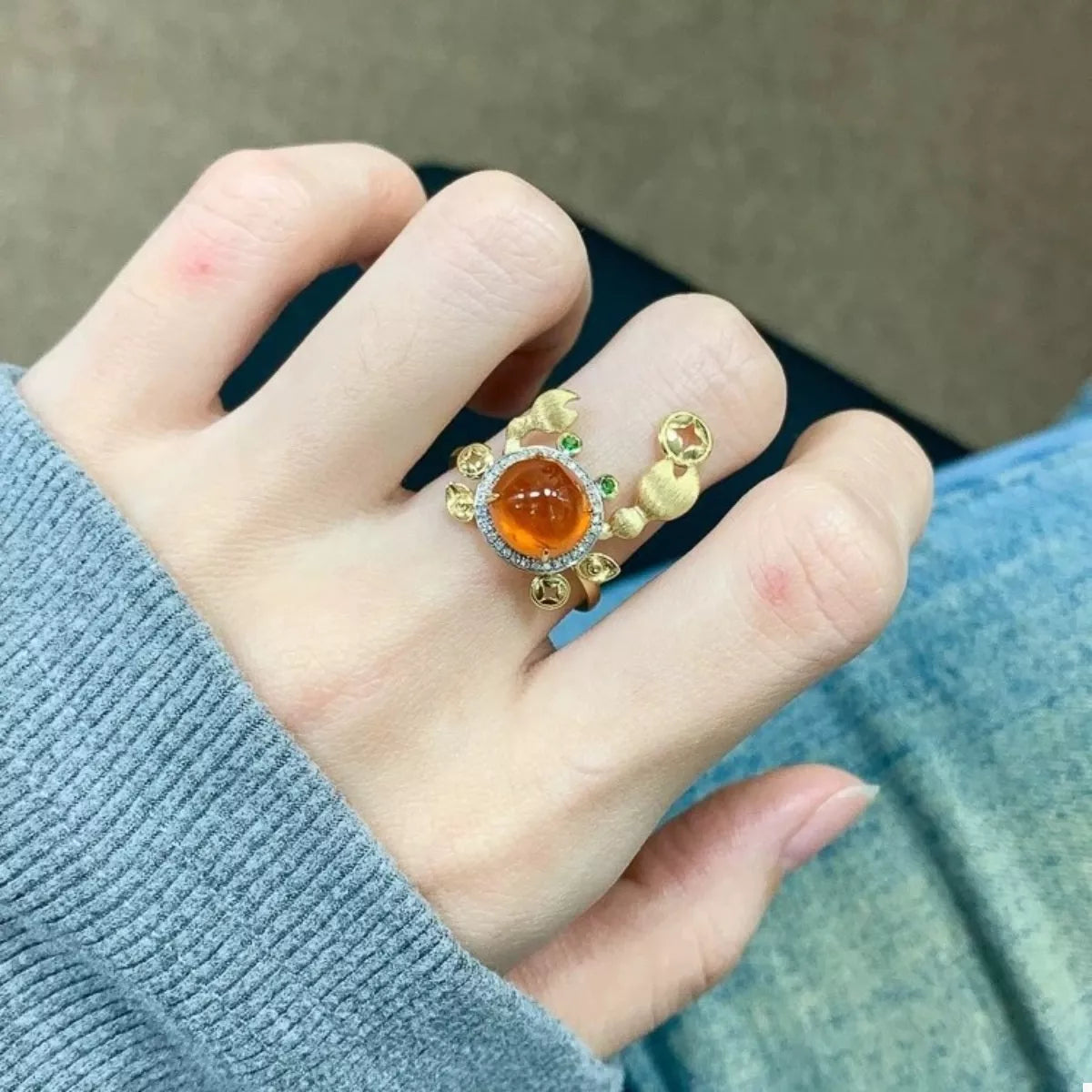 18K Gold-Plated Crab Ring - alternate ring view