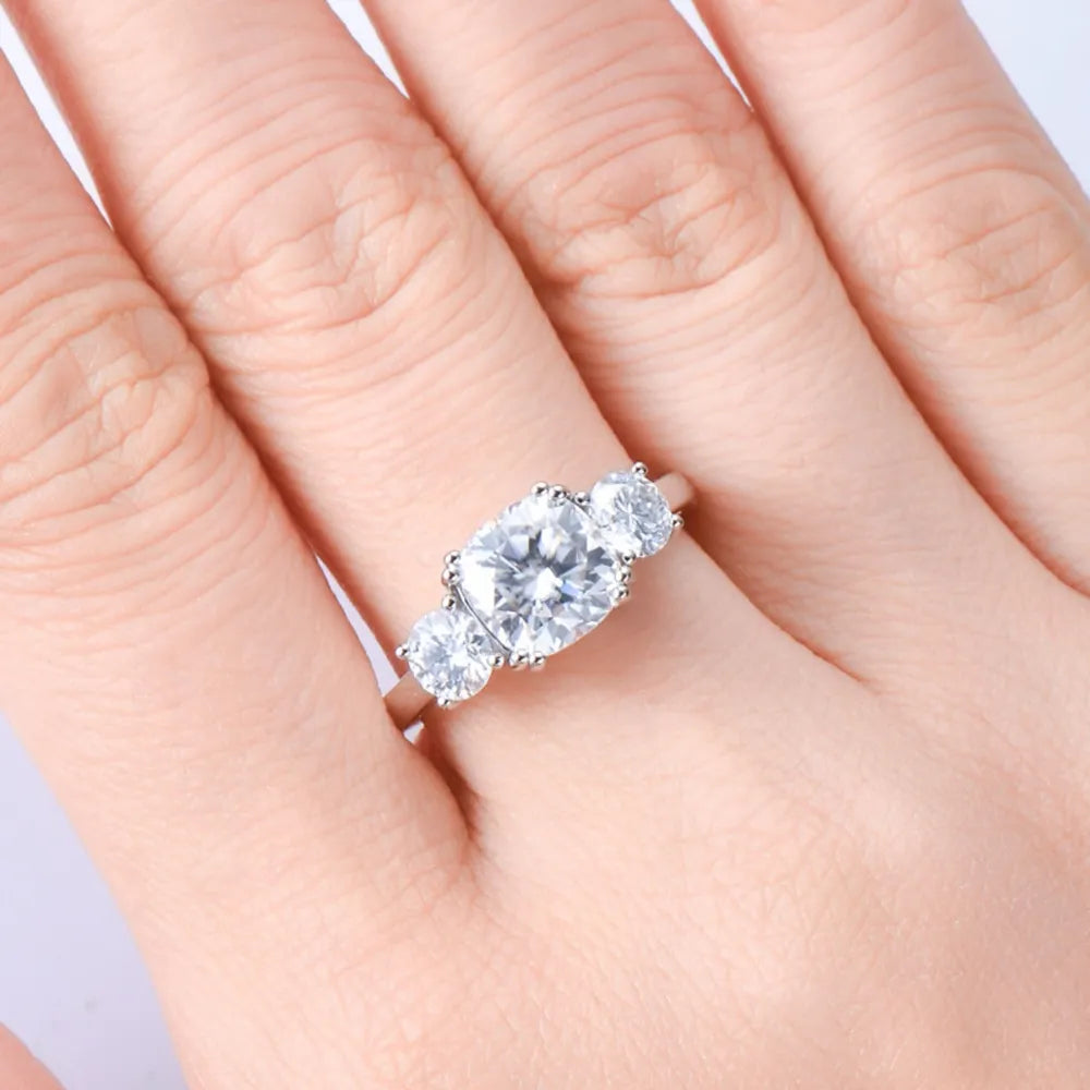 3.5 Carat Moissanite Sterling Silver Ring in Silver - women's ring