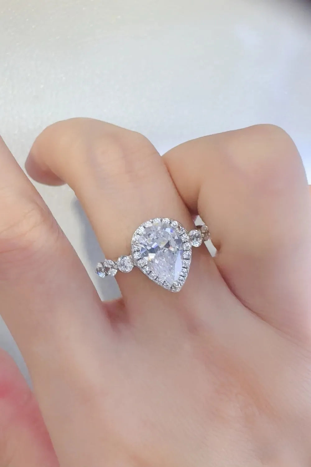2 Carat Moissanite Sterling Silver Ring in Silver - women's ring