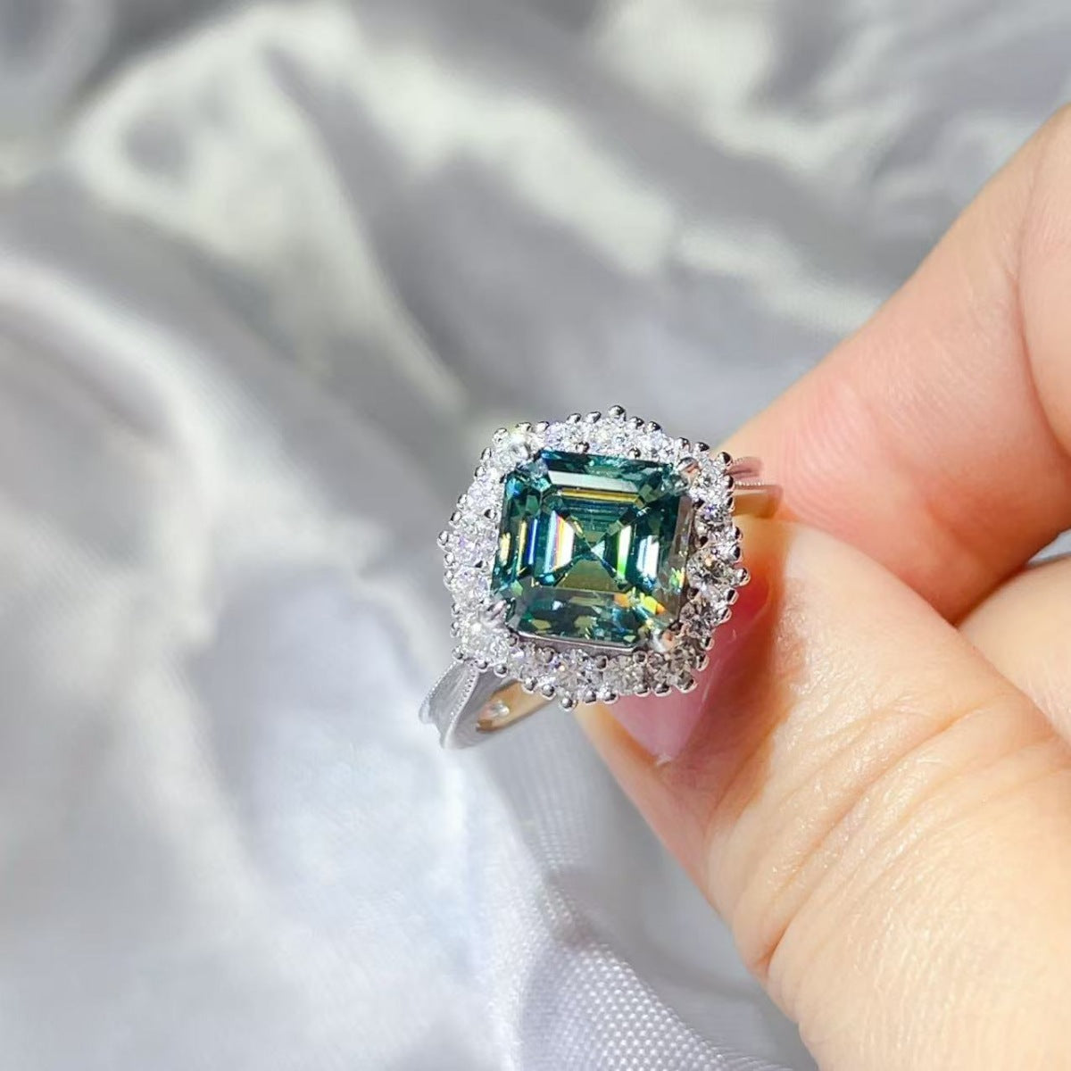 3 Carat Moissanite Sterling Silver Ring in Silver - women's ring