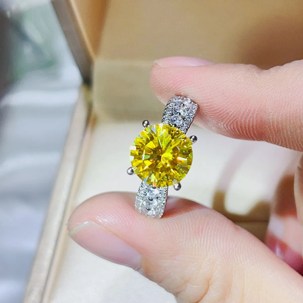 3 Carat Moissanite Sterling Silver Ring - alternate ring view