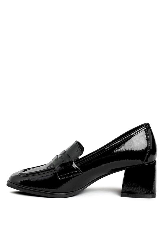 Penny Strap Heel Loafers