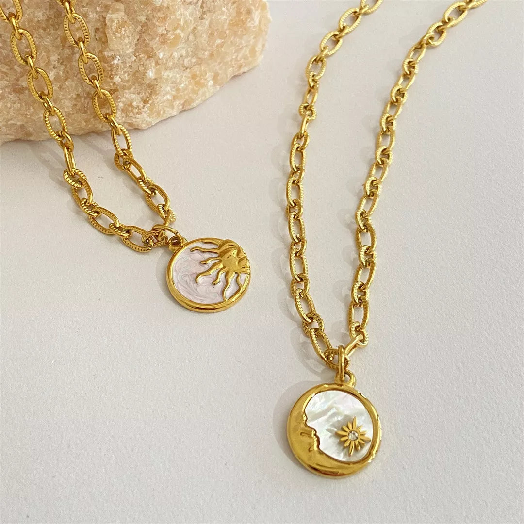 18K Gold-Plated Titanium Steel Pendant Necklace in Sun - women's pendant necklace