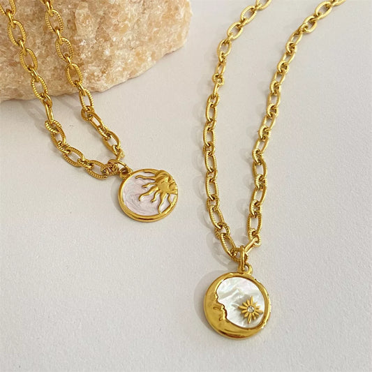 18K Gold-Plated Titanium Steel Pendant Necklace in Sun - women's pendant necklace