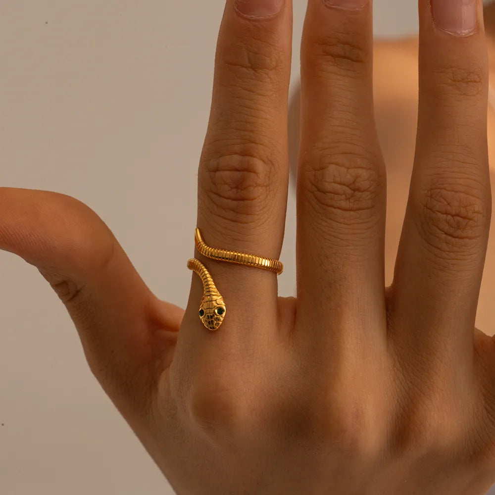 18K Gold-Plated Snake Wrap Adjustable Ring in Gold - women's ring