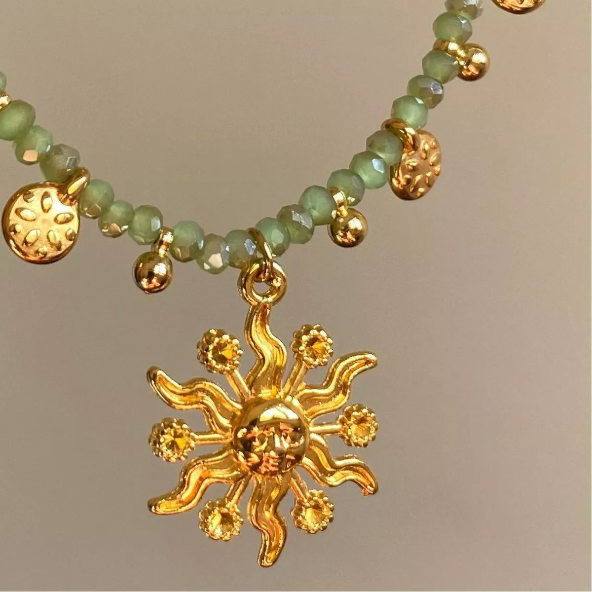 14K Gold-Plated Bead Sun Pendant Necklace in Royal Blue - women's pendant necklace