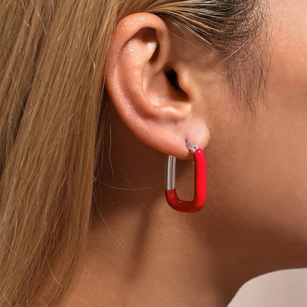 Stainless Steel Drip Oil Contrast Earring - alternate earring view