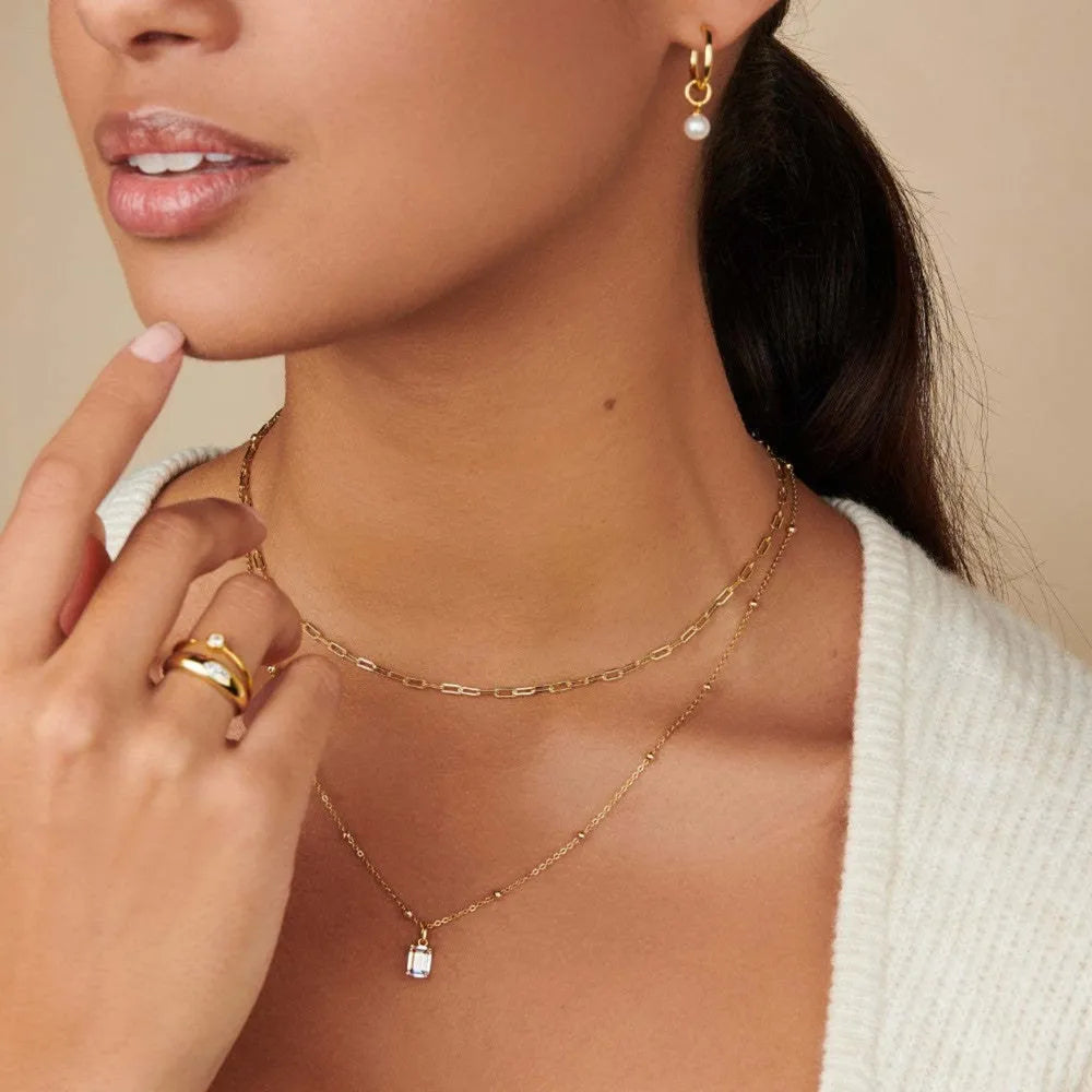 Titanium Steel Inlaid Zircon Pendant Necklace in Style G - women's pendant necklace