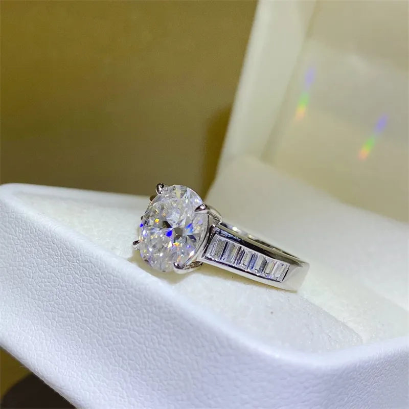 3 Carat Moissanite Sterling Silver Ring in Silver - women's ring