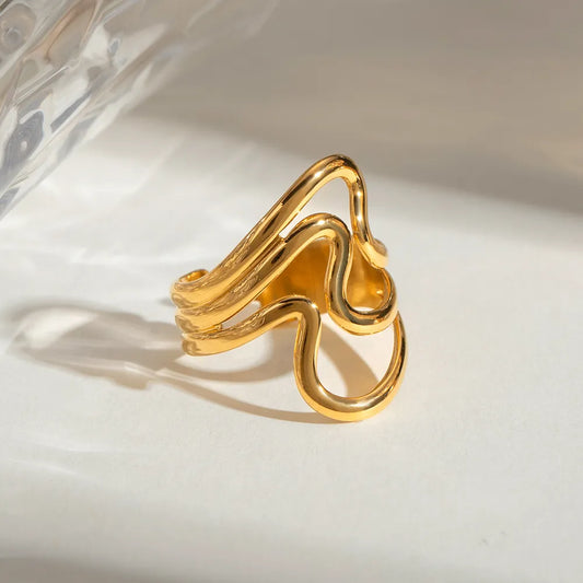 Stainless Steel Corrugated Open Ring - alternate ring view