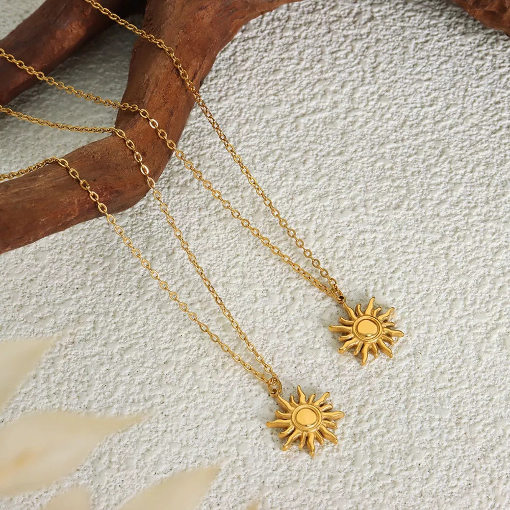 Titanium Steel Sun Shape Pendant Necklace - alternate necklace view