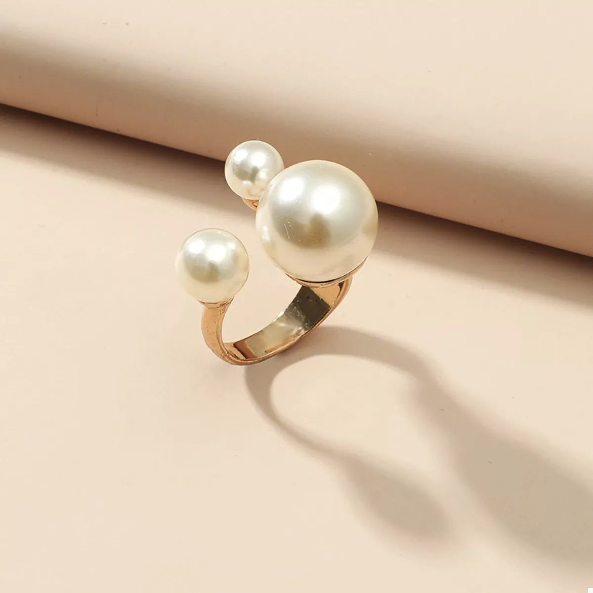 18K Gold-Plated Pearl Open Ring - alternate ring view