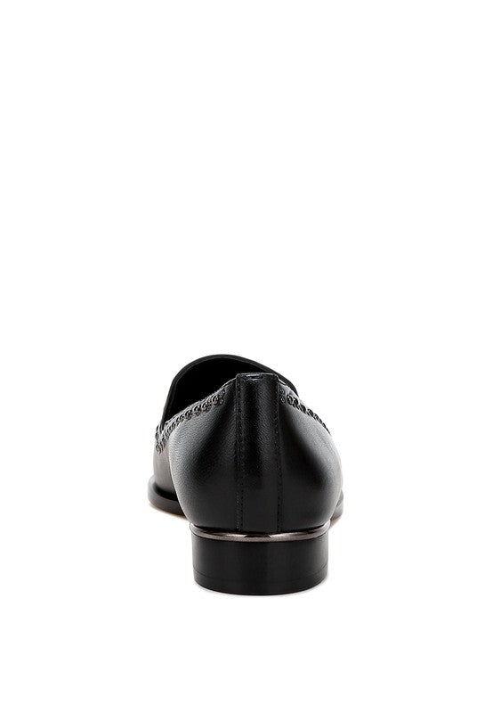 Delicate Stud Leather Loafers