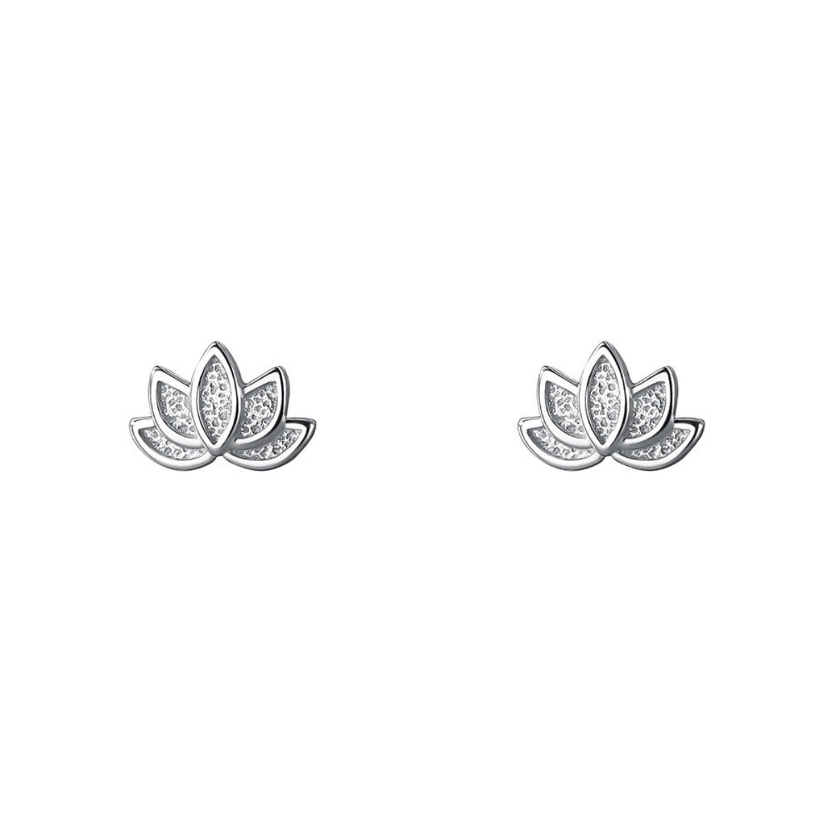 Lotus Flower Stud Earrings - alternate earring view