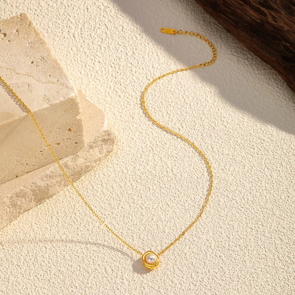 18K Gold-Plated Pearl Necklace - alternate necklace view