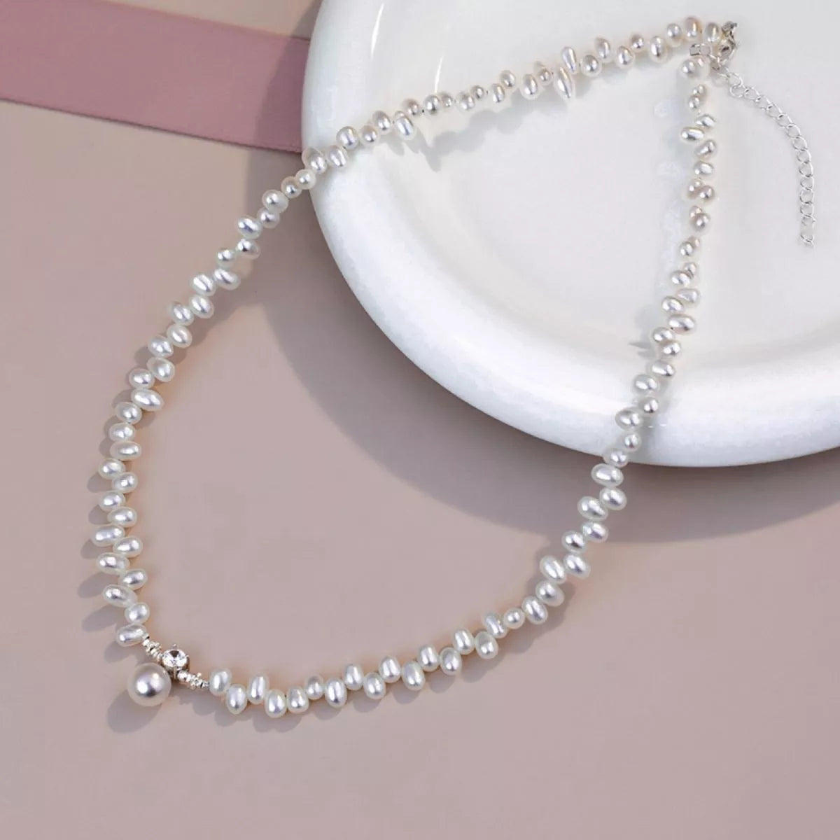 Irregular Freshwater Pearl Pendant Necklace - alternate necklace view