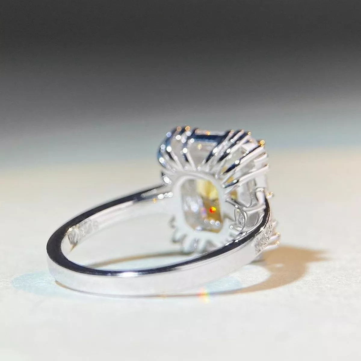Sterling Silver Zircon Geometric Ring - alternate ring view