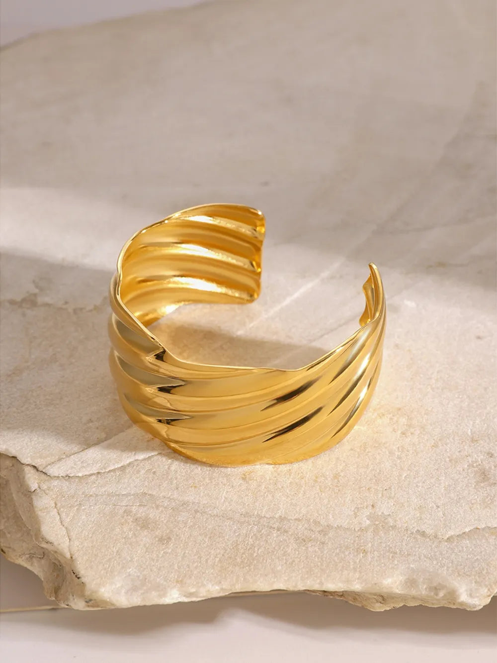 18K Gold-Plated Stainless Steel Open Ring - alternate ring view