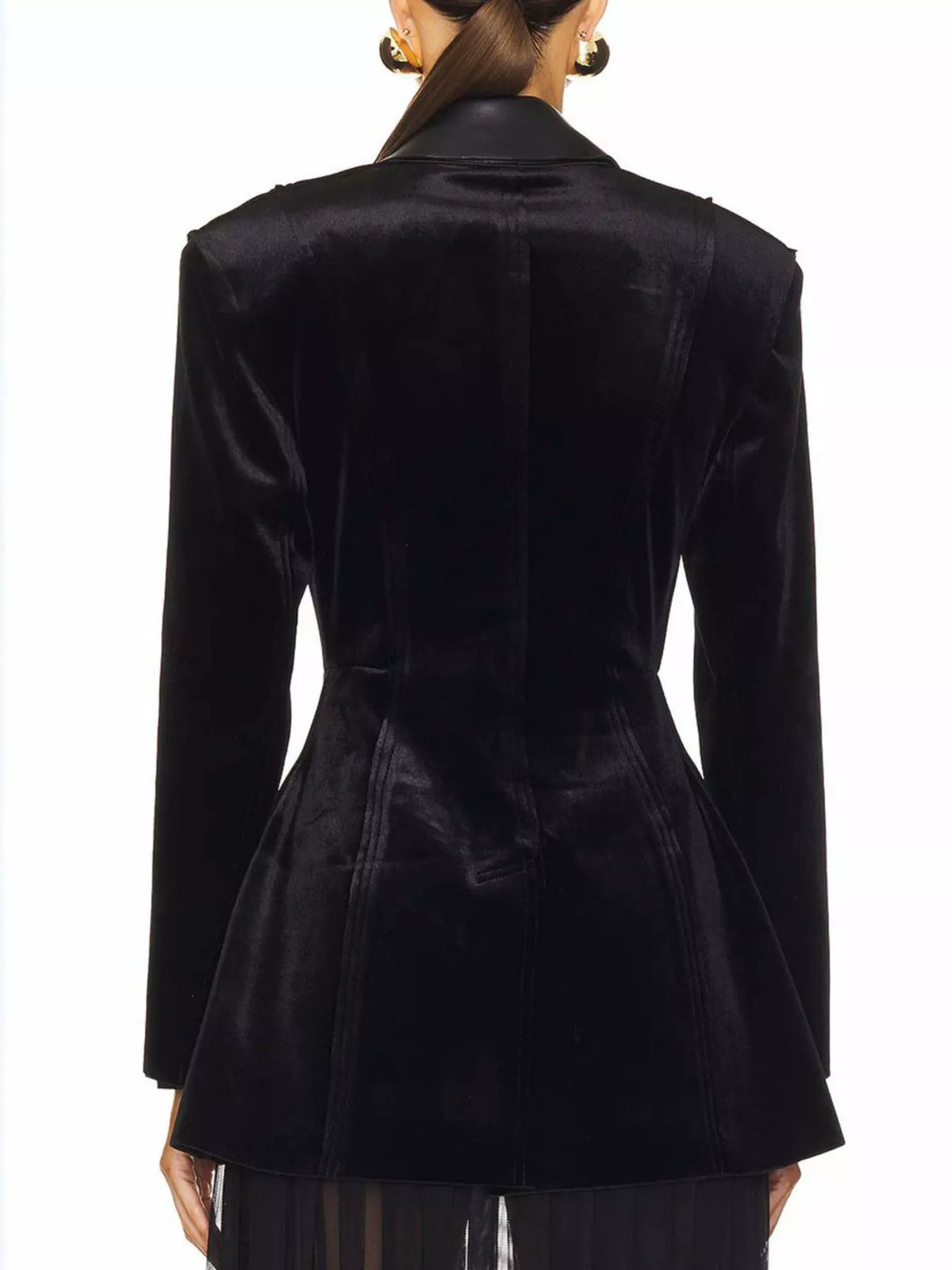One-Button Long Sleeve Blazer in Black - Blossom's