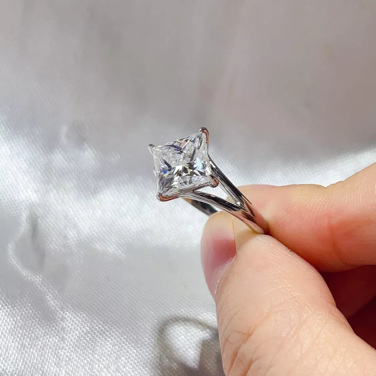 3 Carat Sterling Silver Moissanite Ring in Silver - women's ring