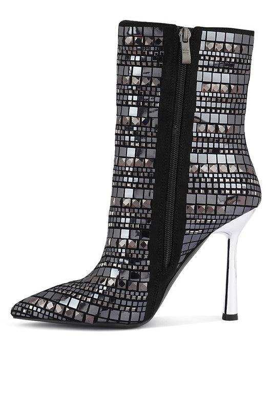 Mirror Embellished Stiletto Boots