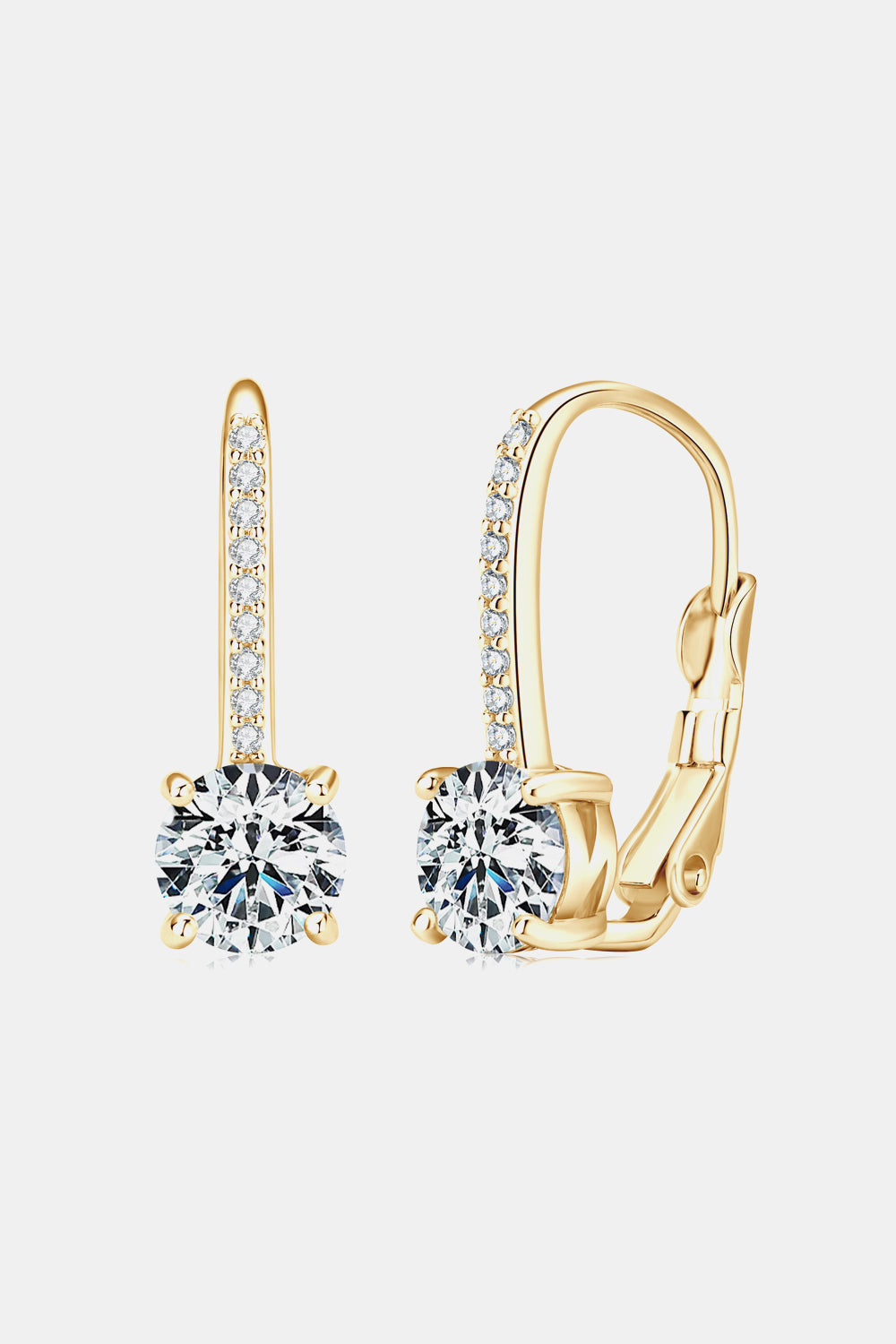 2 Carat Moissanite Sterling Silver Earrings in Gold - women's earrings
