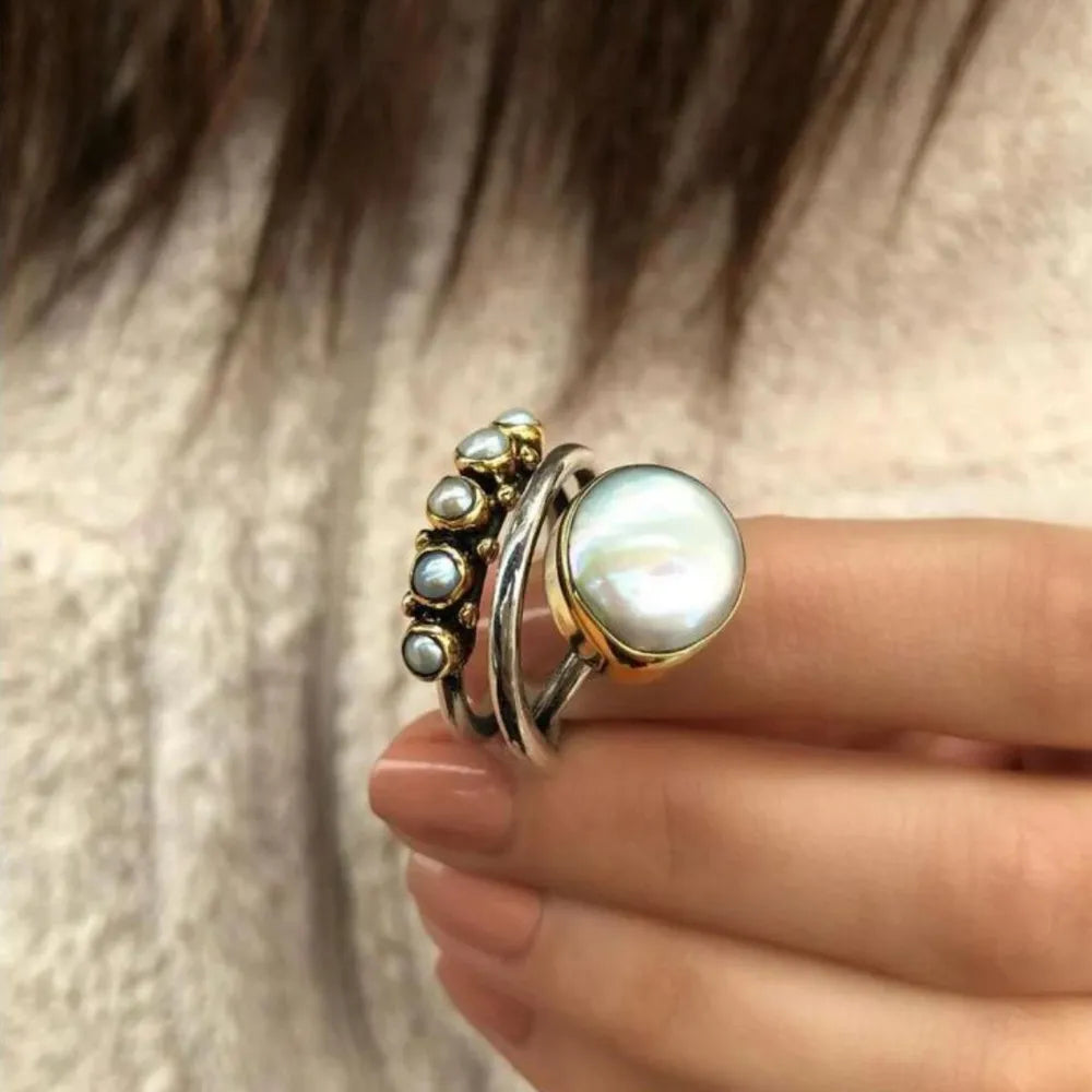 Alloy Three-Layered Open Ring in Rhinestone - women's open ring