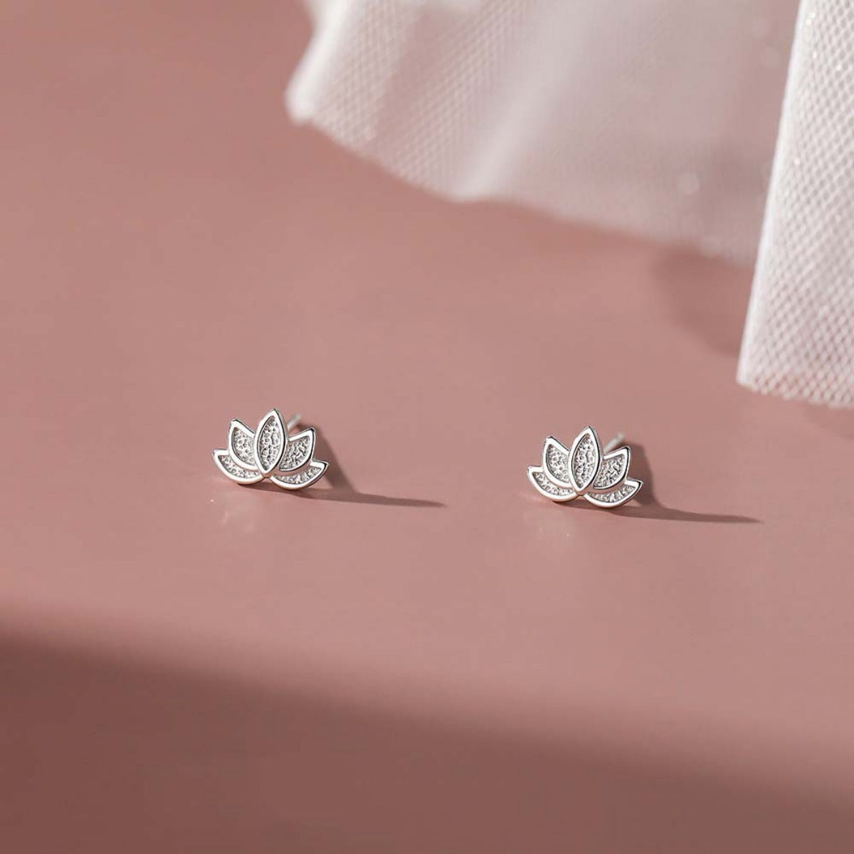 Lotus Flower Stud Earrings in Gold - women's stud earrings