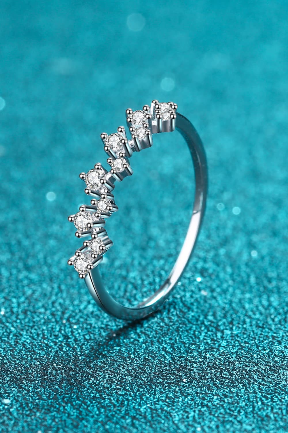 Moissanite Rhodium-Plated Half-Eternity Ring in Silver - women's ring
