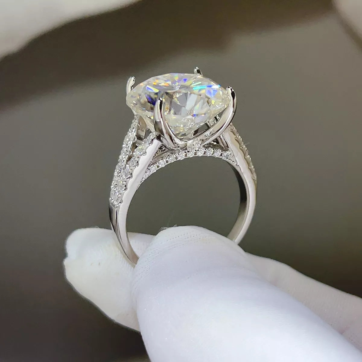 10 Carat Sterling Silver Moissanite Ring in Silver - women's ring