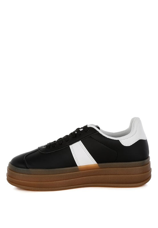 Faux Leather Lace-Up Sneakers