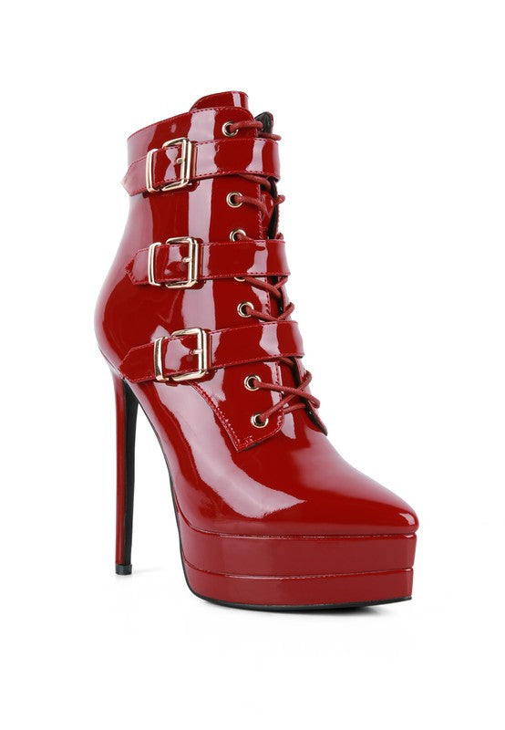 Patent Buckle Strap Boots